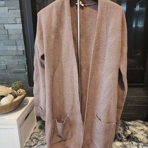 Hem & Thread Mauve Open-Front Cardigan